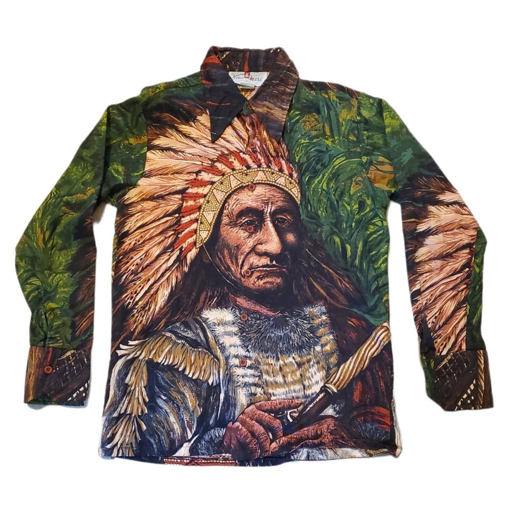 Rare Vintage NINO MORI Native American Button Up Shirt  Size M